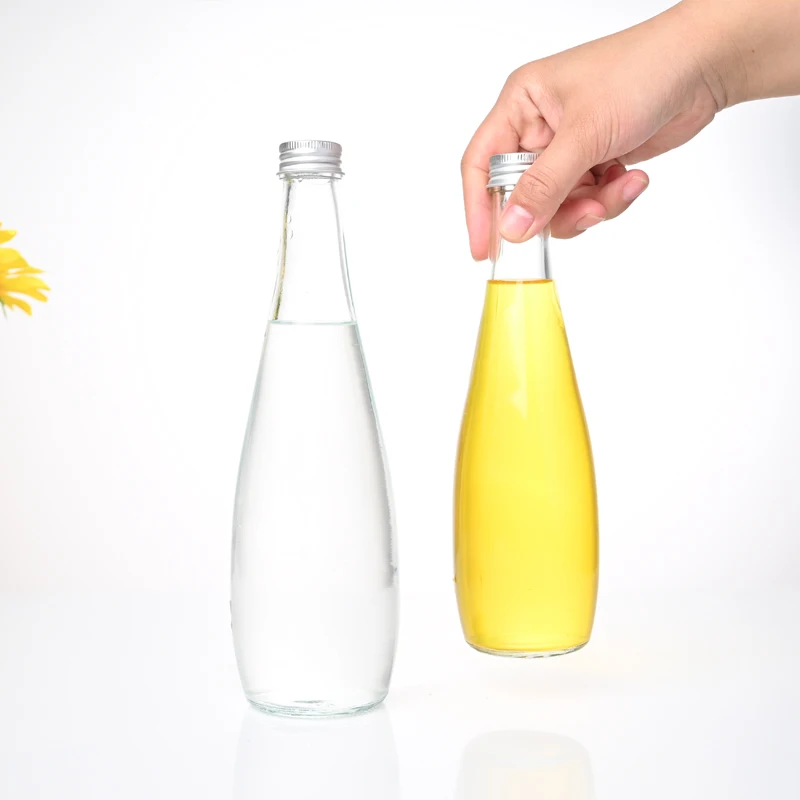 Custom Clear 330 Ml 500 Ml Long Neck Tall Slim Coffee Milk Alcoholic Beverage Juice Glass Bottles with Aluminum Screw Cap