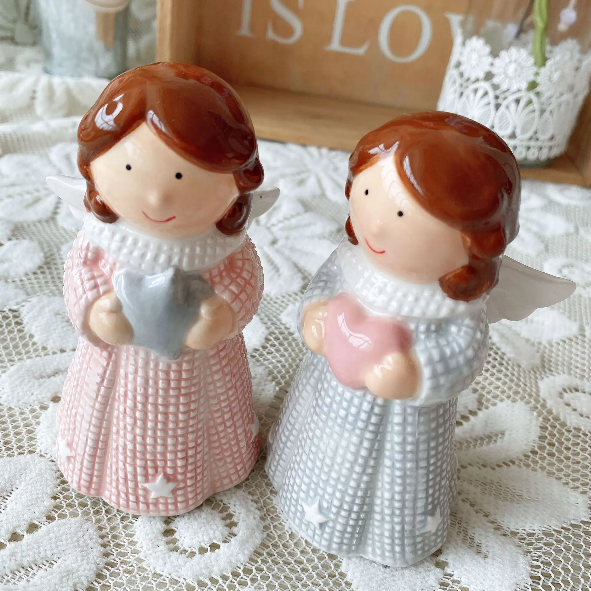 Lovely Little Porcelain Baby Angel Figurine Ceramic Angels For Home Decor
