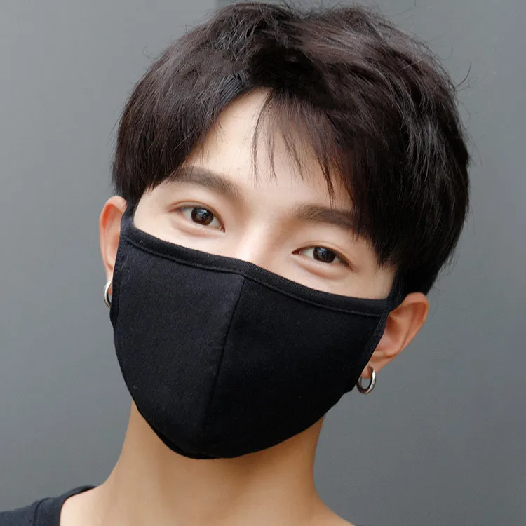 black custom design logo fashion wholesale reusable washable protective mask cotton cloth party face masks windproof dust proof