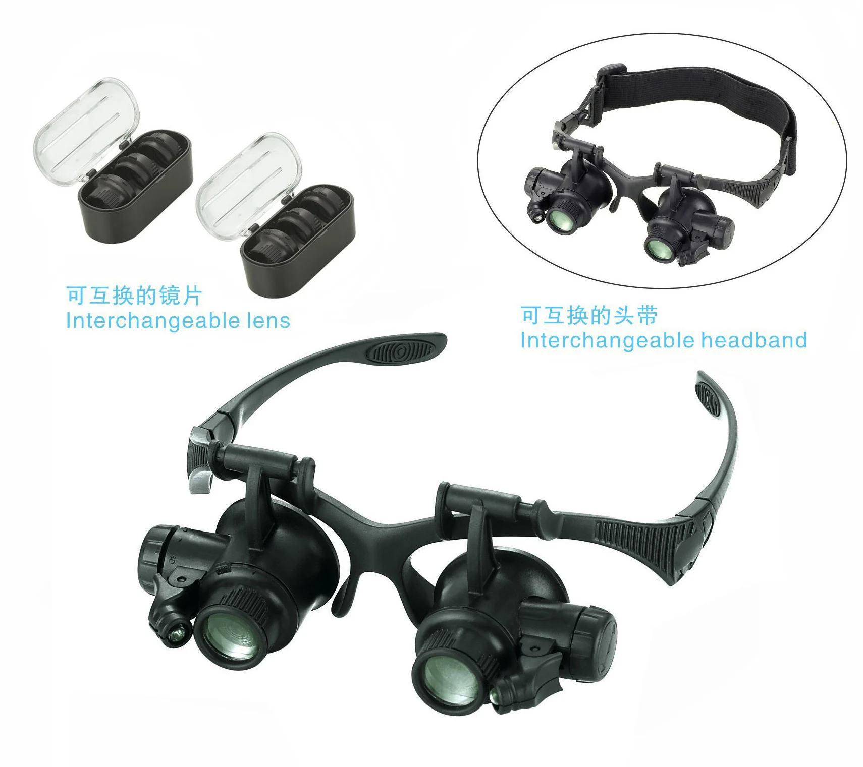 
10x 15x 20x 25x Glasses Watch Repairing Magnifier With Led Lamps 