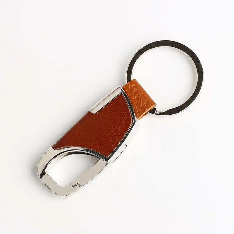 Gift custom printed metal leather keychain Multi-functional keychain Casual simple personalized logo design souvenir keychain