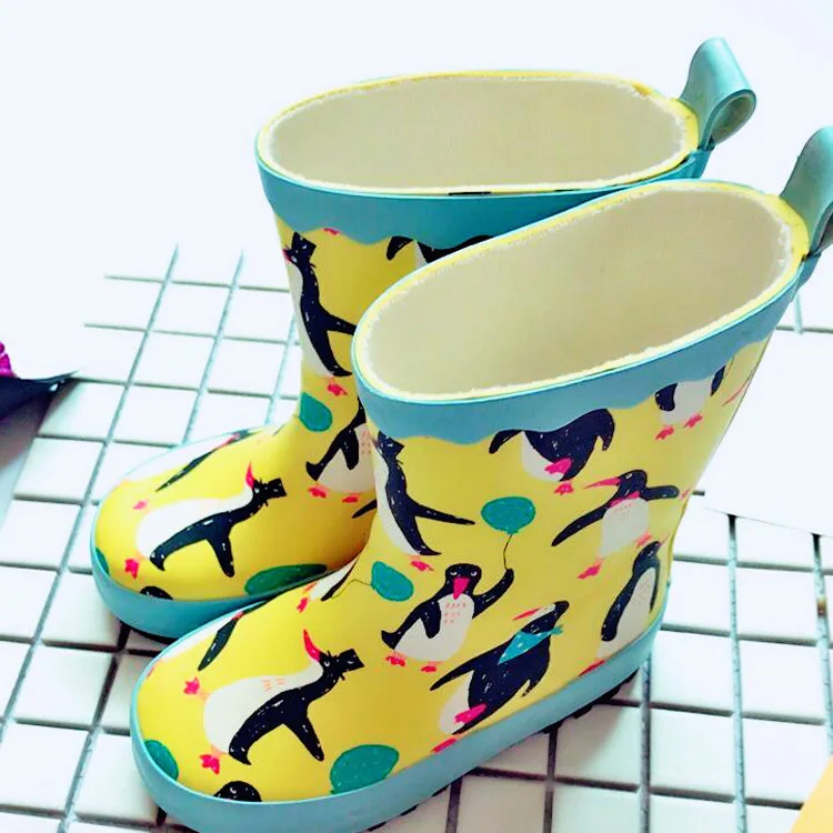 Рекламные Детские дождевые сапоги Пингвин Pegasus с леопардовым рисунком; Резиновые водонепроницаемые детские резиновые сапоги