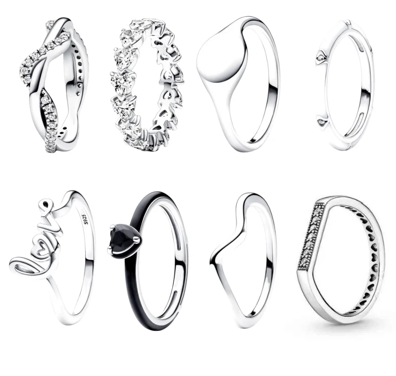 2024 New styles Holiday Gift Wedding Ring Factory Wholesale genuine heart love S925 sterling silver rings for Pan jewelry gift