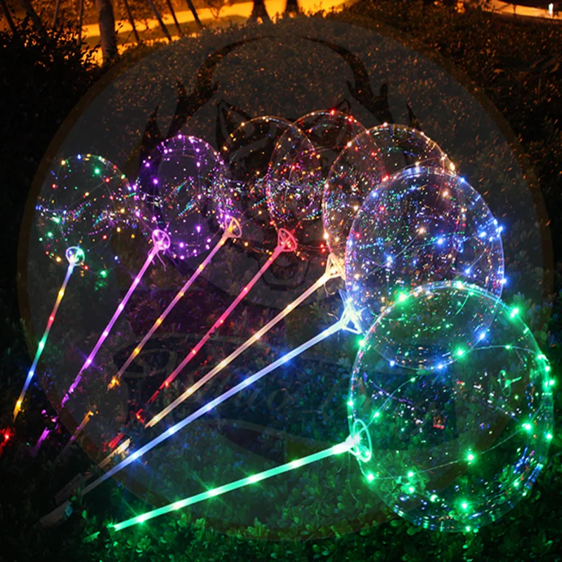 Wholesale 50 Pcs/opp Bag 18 Inch Transparent Flashing Glowing In The Dark Led Bobo Ballons