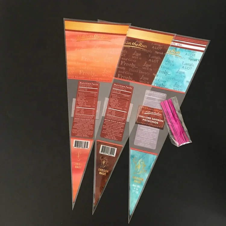 
Sweets Cone Bags Cellophane Clear Cone Plastic Bags with Assorted Twist Ties for Party and Sweets 