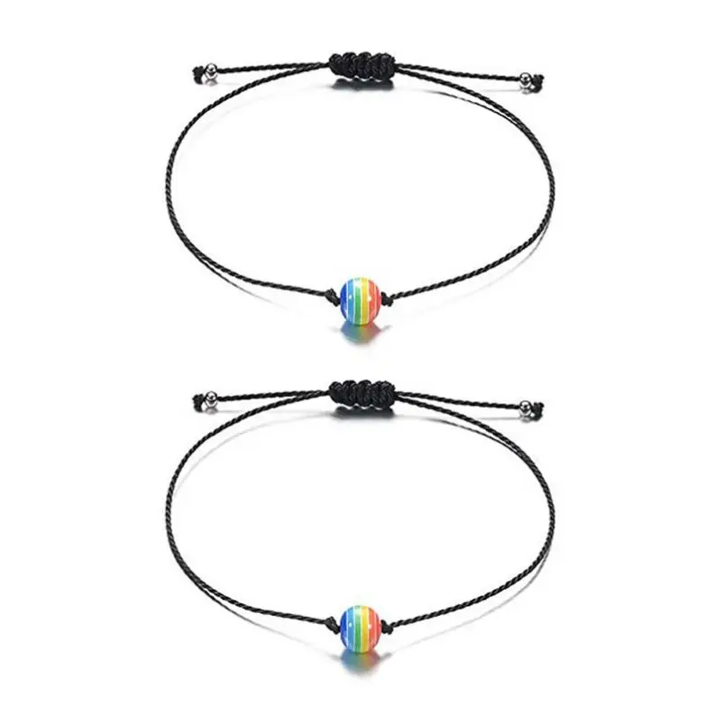 Friendship Bracelet Rainbow Distance for Best Friends Couples