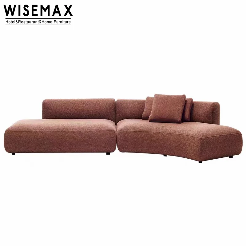 WISEMAX FURNITURE Nordic Modern Living Room Furniture Hotel Lobby S Shaped Sofa Big Size Solid Wood Fabric Sectional Sofas