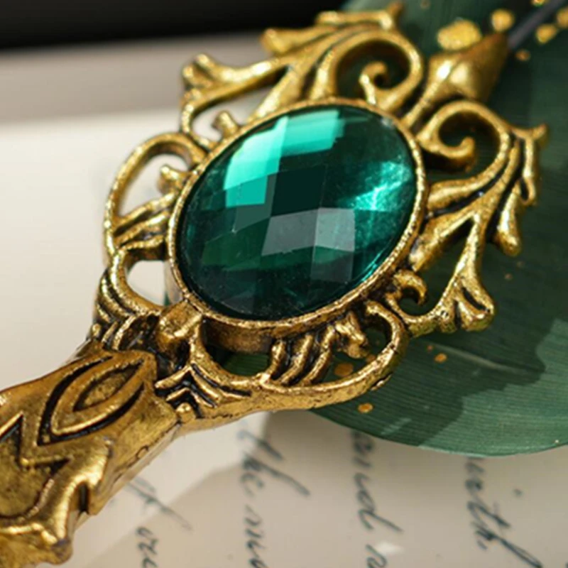 European-Style Retro Diamond Gold Sprinkling Feather Dip Pen Set Novelty Company Promotion Gifts For Men Women Souvenir Birthday