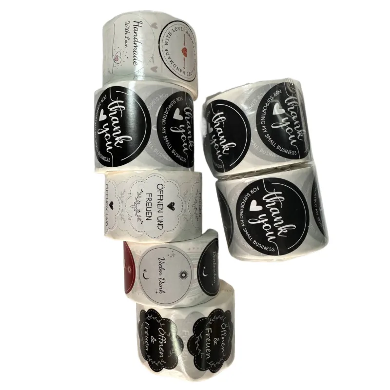 Wholesale Custom Thank You Self-Adhesive Stickers Synthetic Paper Label Stickers For Packaging