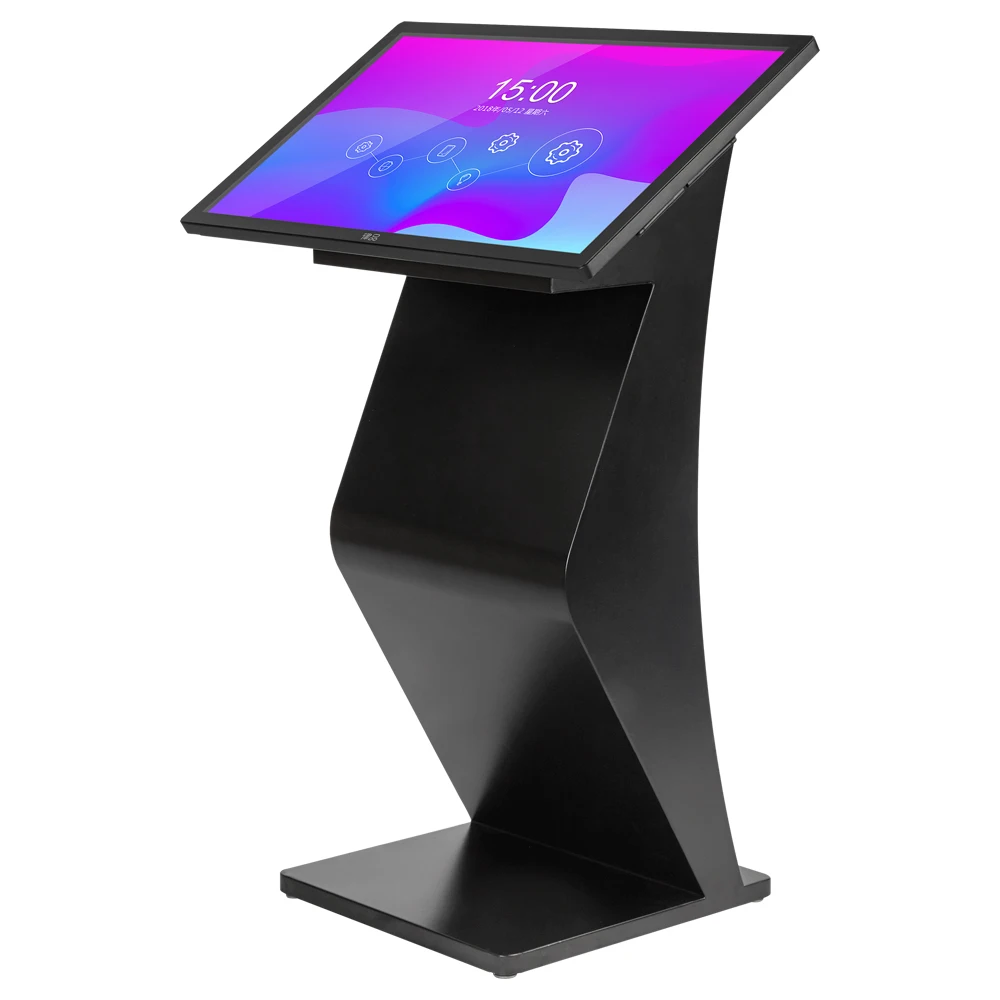 Indoor K type base kiosk horizontal rotate lcd totem kiosk table digital signage touchscreen capacitive mount