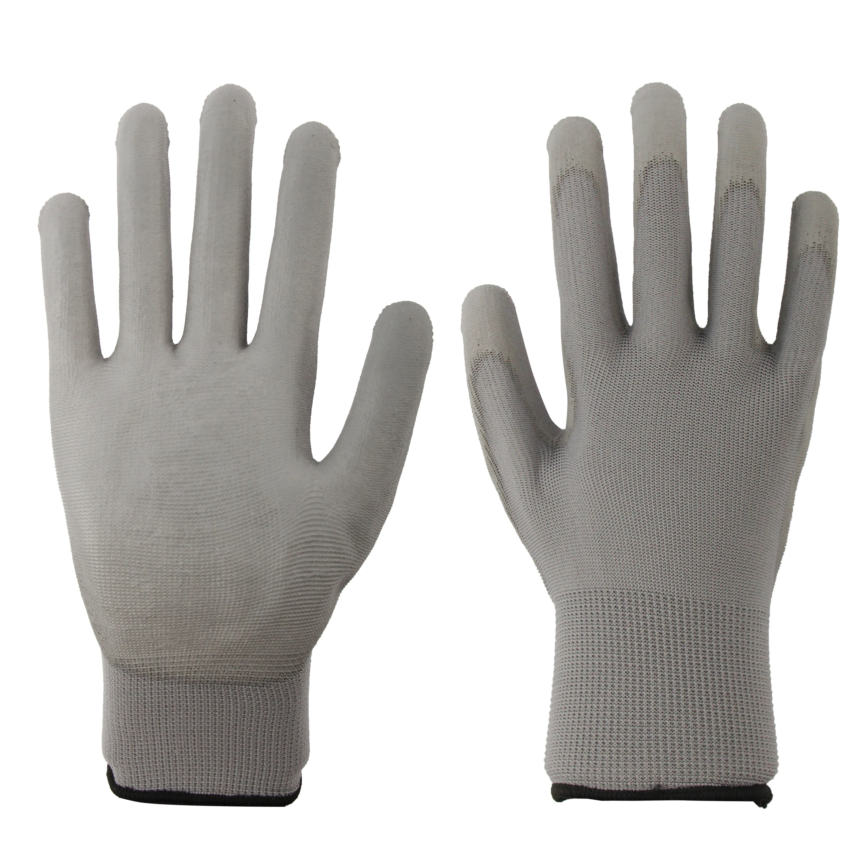 Factory PU Gloves color Polyester Liner Palm Dipped Pu Palm Coated Protective Gloves