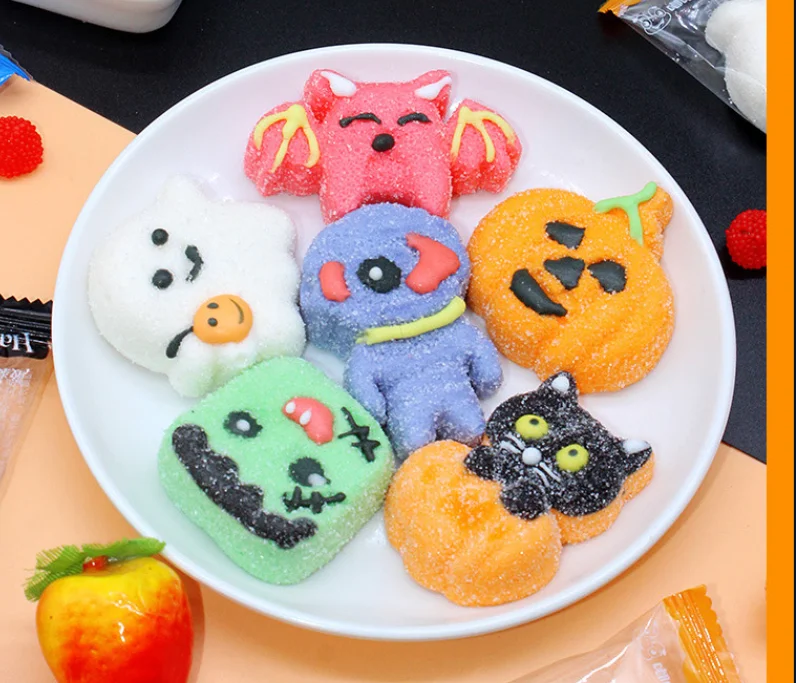 Оптовая продажа, мультяшная форма, Хэллоуин, хлопковые конфеты, креативные забавные мероприятия, украшение, забавные конфеты, детские закуски, зефир