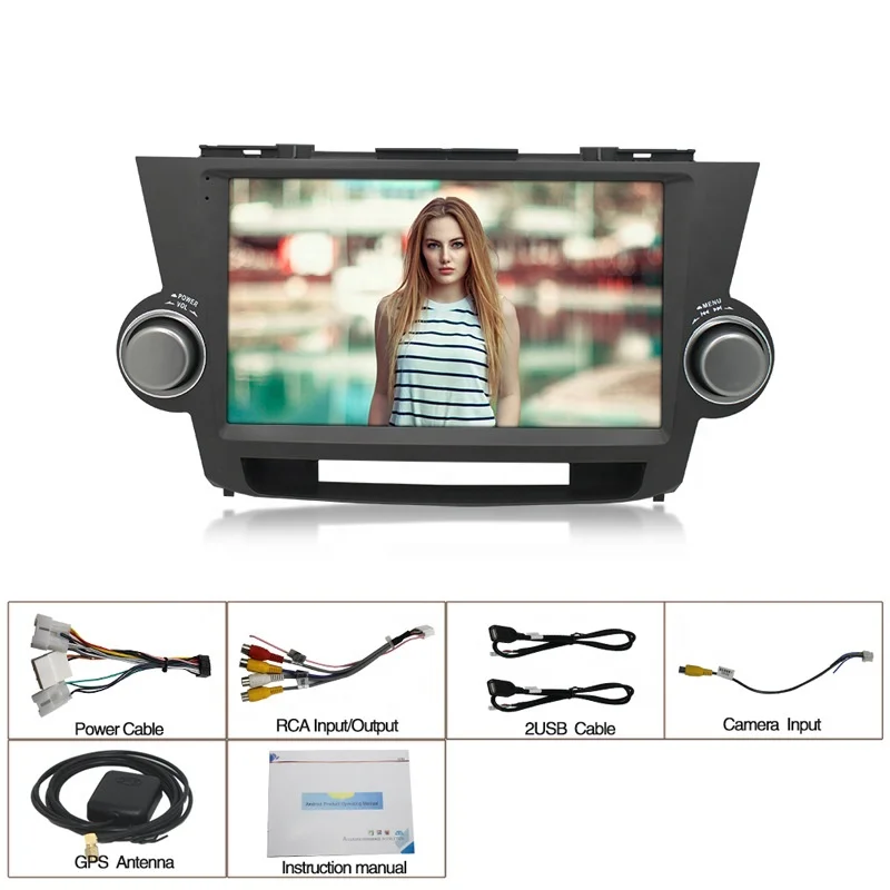Android landscape screen car gps navigation wifi car multimedia player car navigator for Toyota Highlander 2009-2013