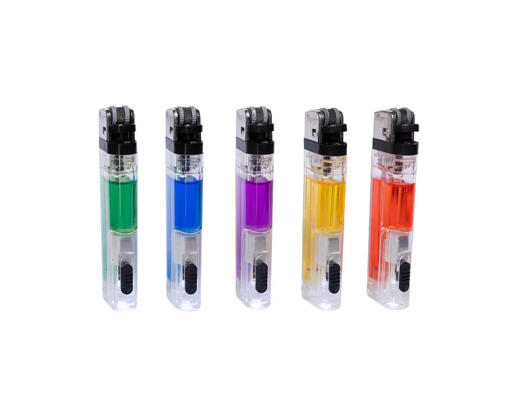 Hot Selling Silver Plastic Flint Lighter with LED Disposable Cigarette Lighter Available in Bulk