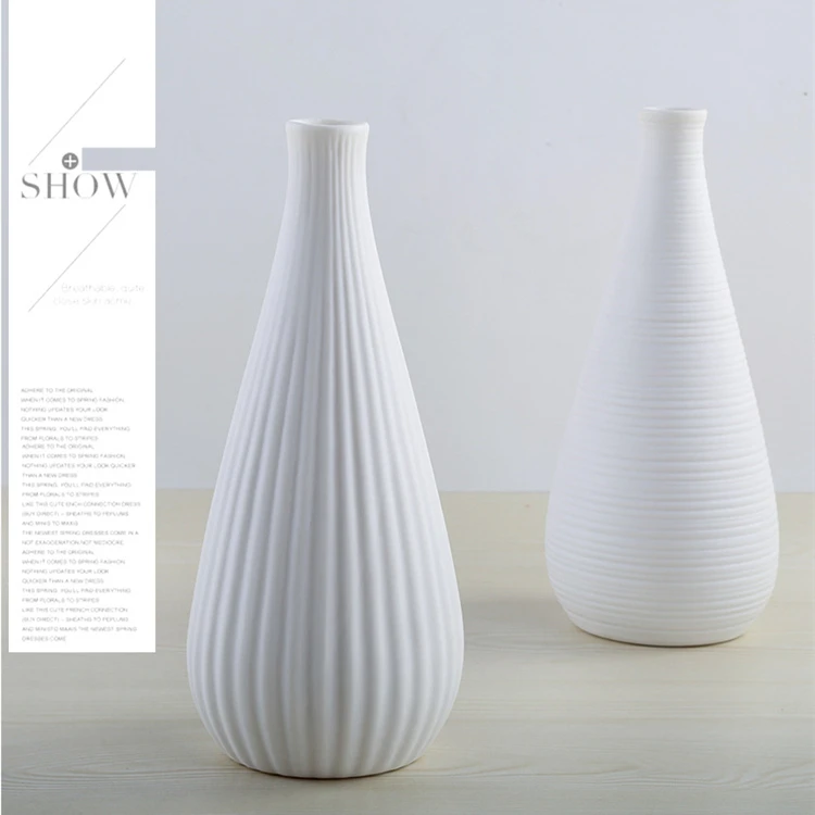 Wholesale Rustic Nordic Striped Home Decor Modern Black White Ceramic Vase for Flower