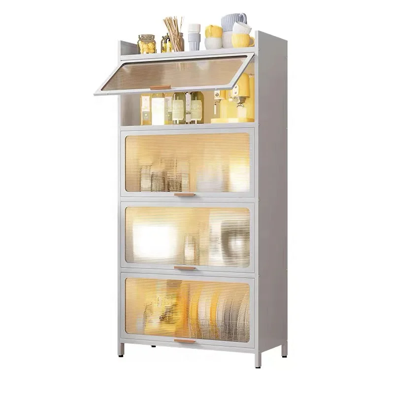 4-tier kitchen shelf, multi-functional save space kitchen storage cabinet with PVC door,Buffets Sideboard cabinet