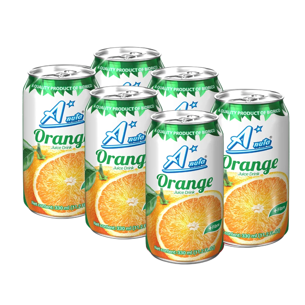 New Quality Orange Juice Drink A*nuta Brand Iso Halal Haccp Fruit Juice 330ml Beverage Packed In Can Vietnam Manufacturer
