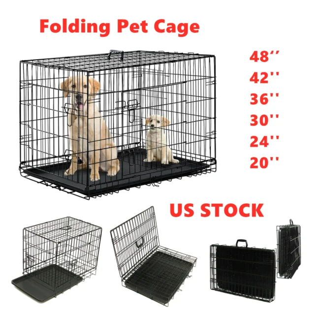 48 Inch Large Dog Crate Black Metal Dog Cages Pet Cages for Large Animals