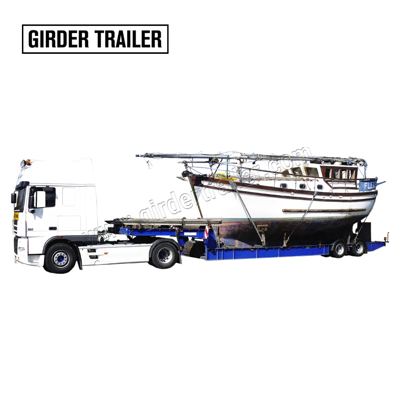 heavy duty hydraulic roda truck 45 tons boat transporting lowboy extend width 2 axles low bed semi trailer