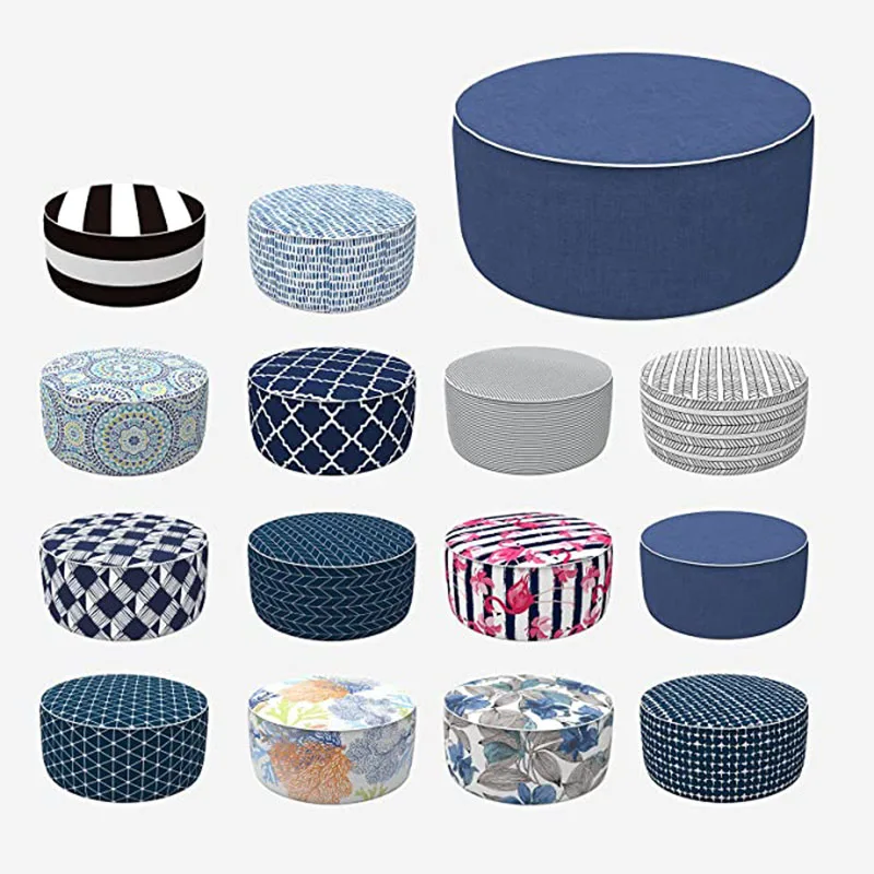  Outdoor Inflatable Round Stool Chair with Portable Air Pump Foot Rest for Patio Garden