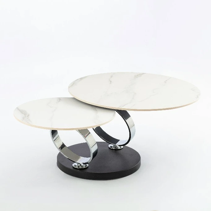 Modern marble top rotating round coffee table