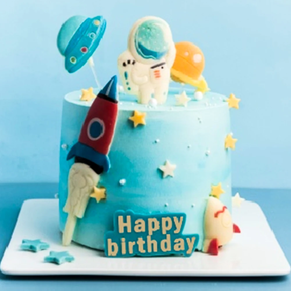 
Astronaut Spaceship Planet Happy Birthday Card Ufo Chocolate Cake Molds 