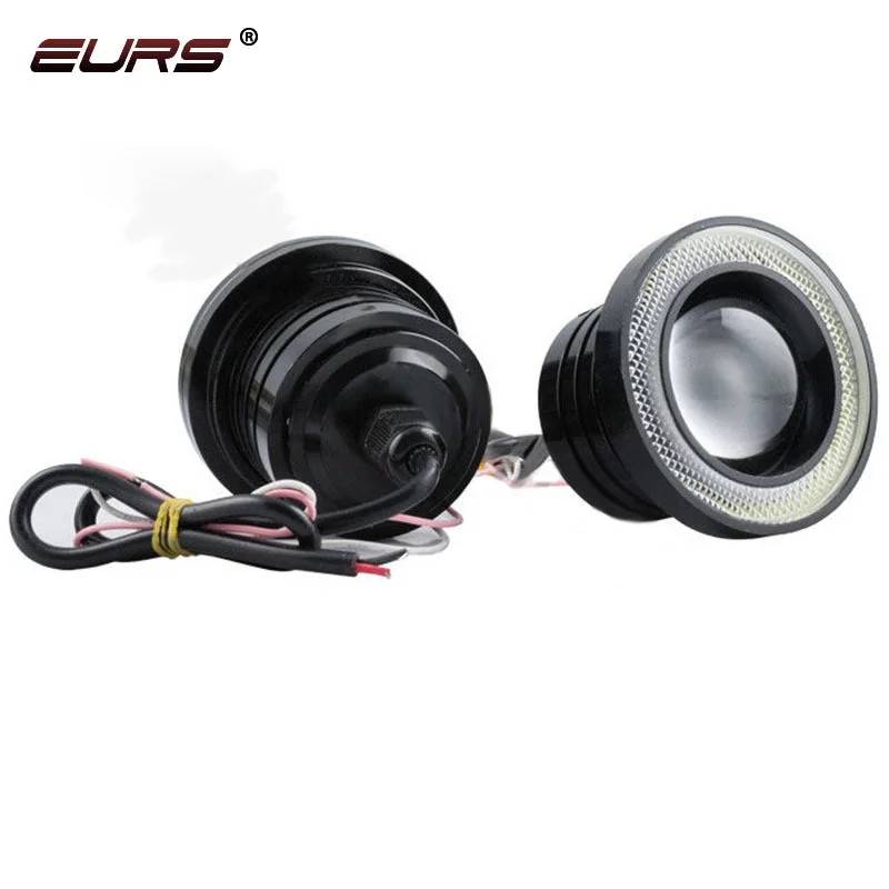 EURS Car LED lens 30W 12V 6000K 76MM 89MM COB angel eye fog light daytime running lights