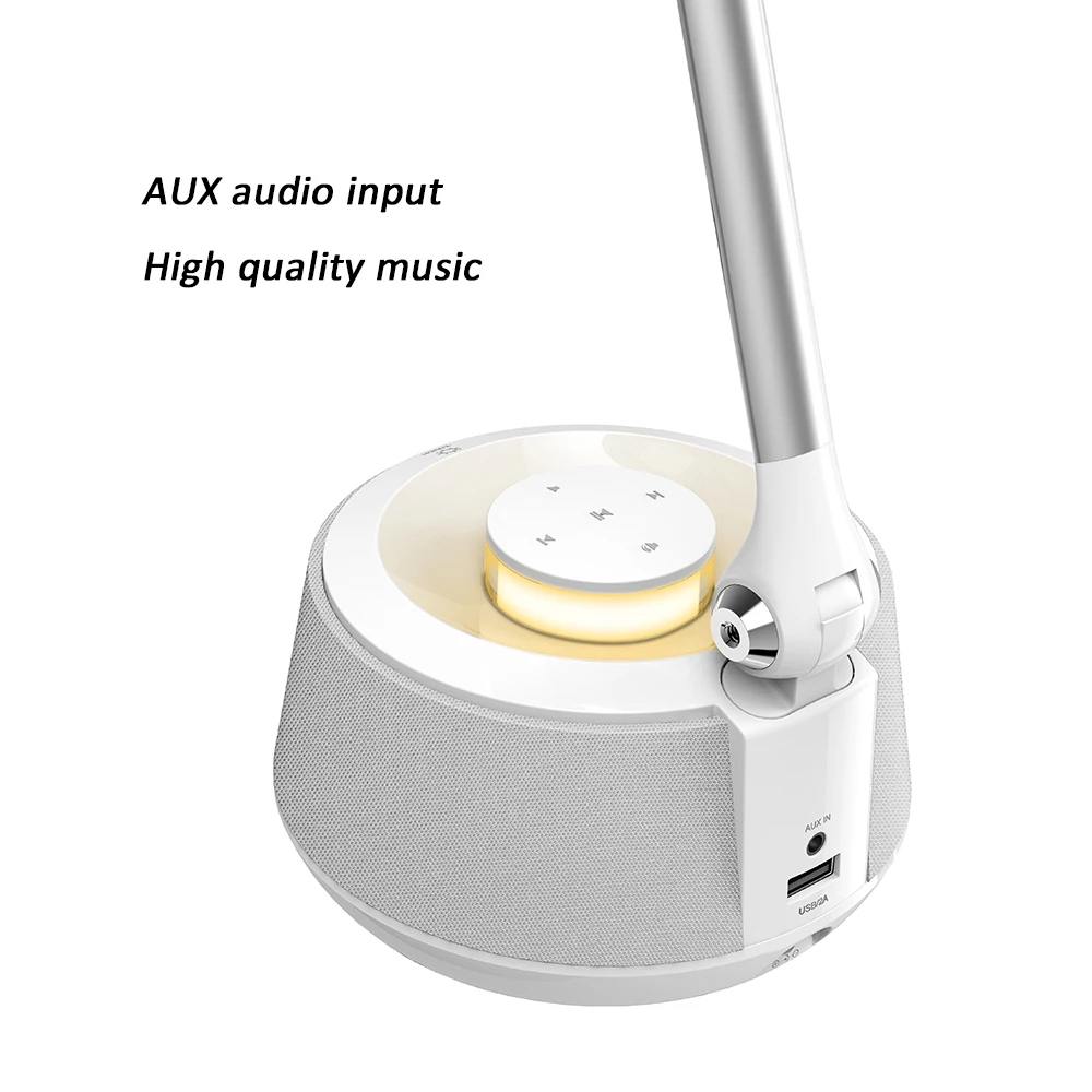 Современный дизайн Светодиодная настольная лампа с беспроводной динамик регулируемой яркостью USB зарядное устройство для