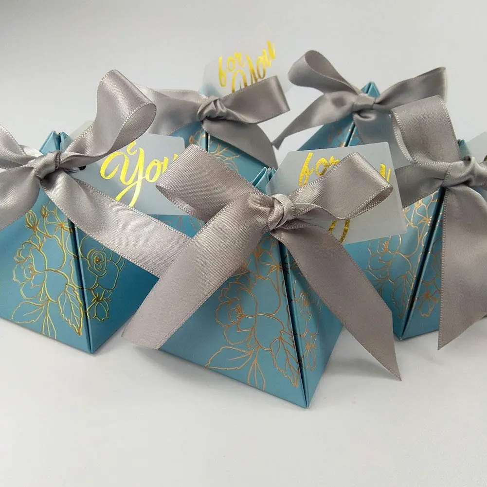 European style Kraft Flower Conical Paper Favor Gift Chocolate Candy Packaging Wedding Dragee Box For Guest