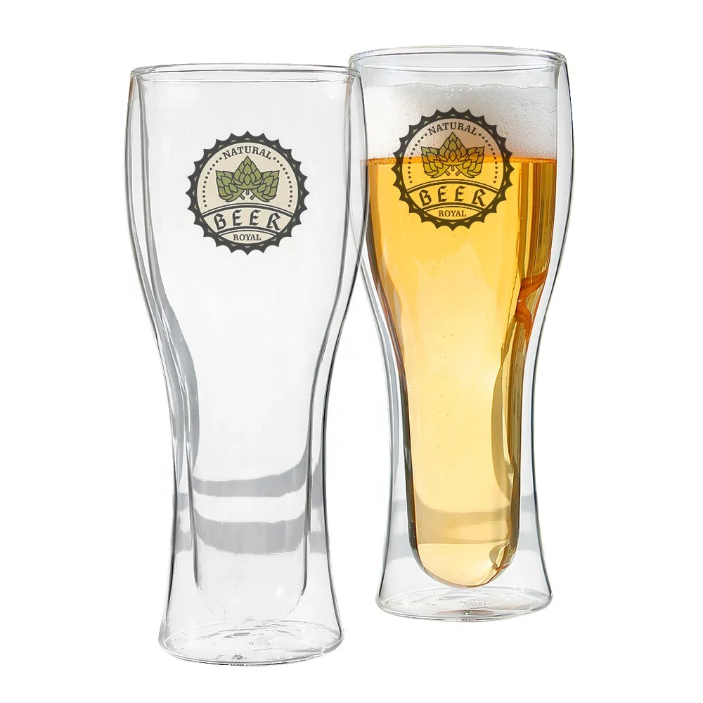 
Insulated Beer Drinking Glass Double Wall Tumbler Glass Cocktail Beer Drinkware Beer Glass 