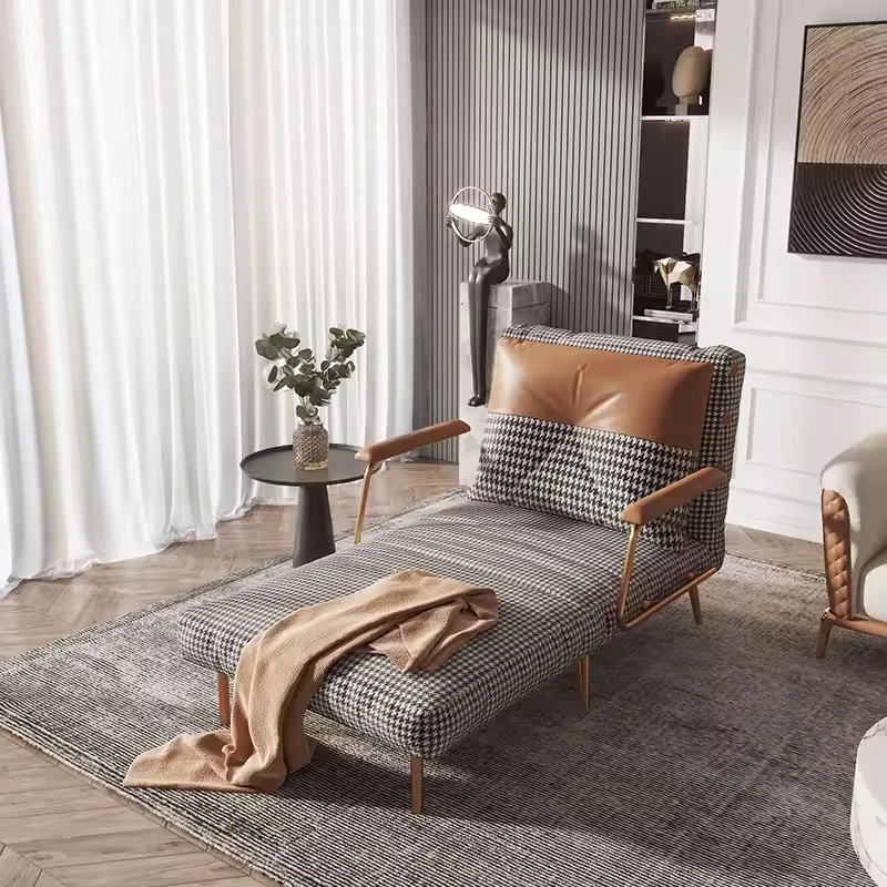 Modern couch fabric corner sleeping multi-function foldable sleeper wood frame fabric or PU single leisure armchair sofa cum bed