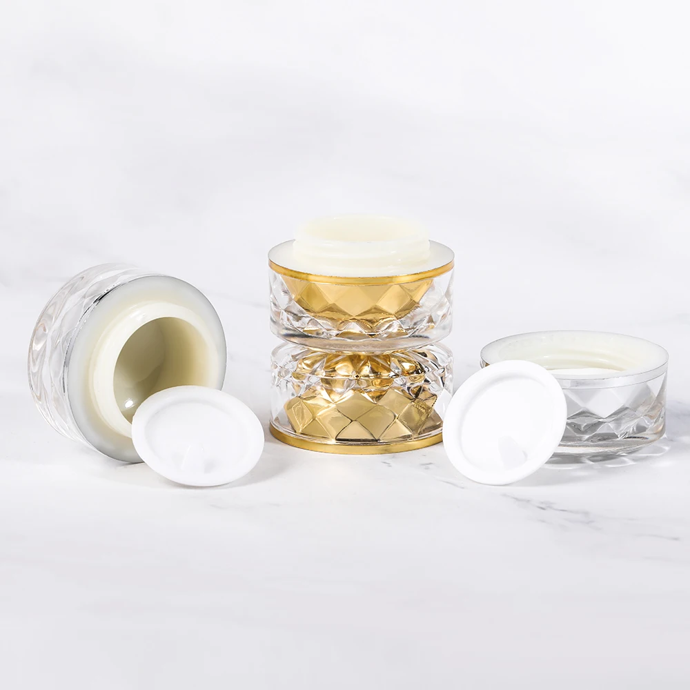 
Factory direct sellling 5g luxury plastic acrylic jar lingge -shaped pattern cosmetic cream jar 