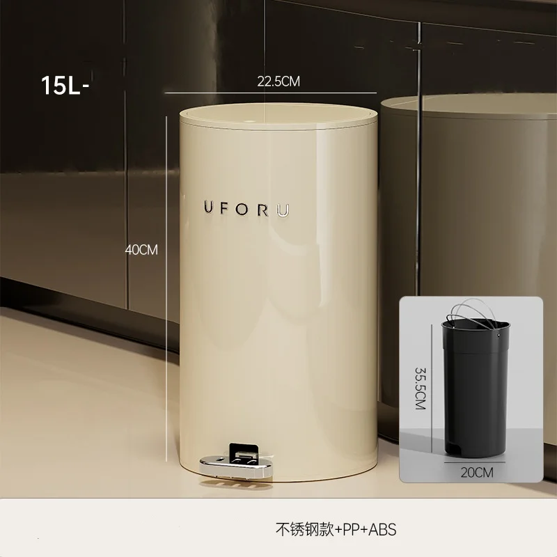 Wholesales Hotel Restaurant Double Layer Garbage Bin Kitchen Dustbin With Metal Edge Pu Leather Waste Bin Trash Cans