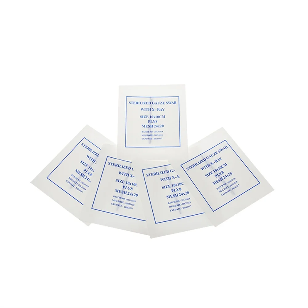 Hot Sell Gauze Swab 16 ply 100% Cotton Sterile Medical Surgical Dressing Pad Sponge X-ray Detectable Thread 4x4 cm 10x10