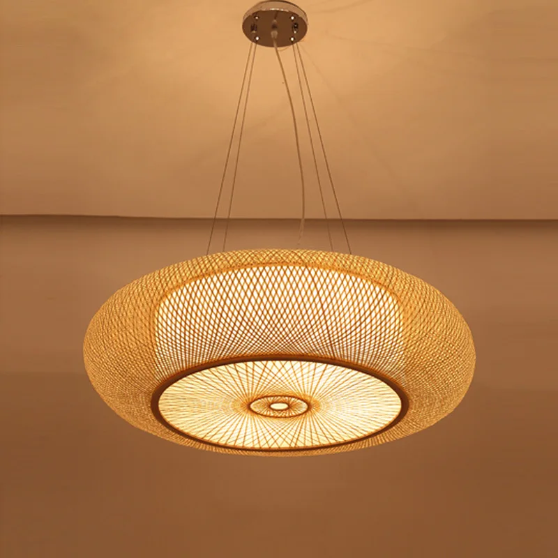 AUXO Retro Living Room Bedroom  Southeast Asian Restaurant Lamp Garden Teahouse Bamboo Woven Lamp Rattan Chandelier