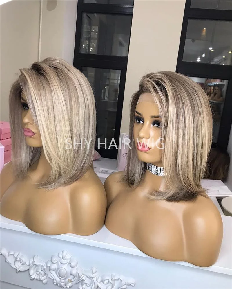 Cheap Pixie Cut Short Human Hair Wigs For Black and White Women With Highlights Blonde Bob Cuticle Aligned European Hair Wig