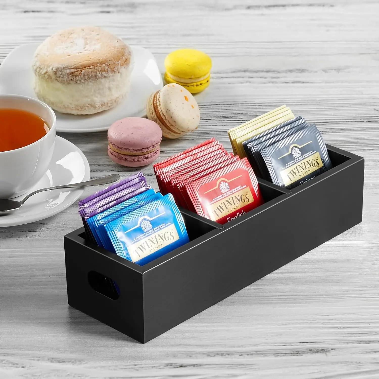 Wooden Tea Bag Holder Tea Bag Organizer Storage Containers Tea Chest with 6 Compartments Holder Caddy Box for Countertop