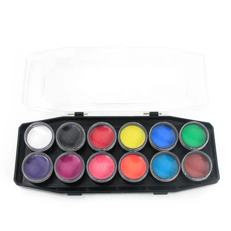 OEM 12 Colors Face Body Paint Kit Tools Halloween Makeup Set Safe Wholesale Water Based Face Paint Kit Palette