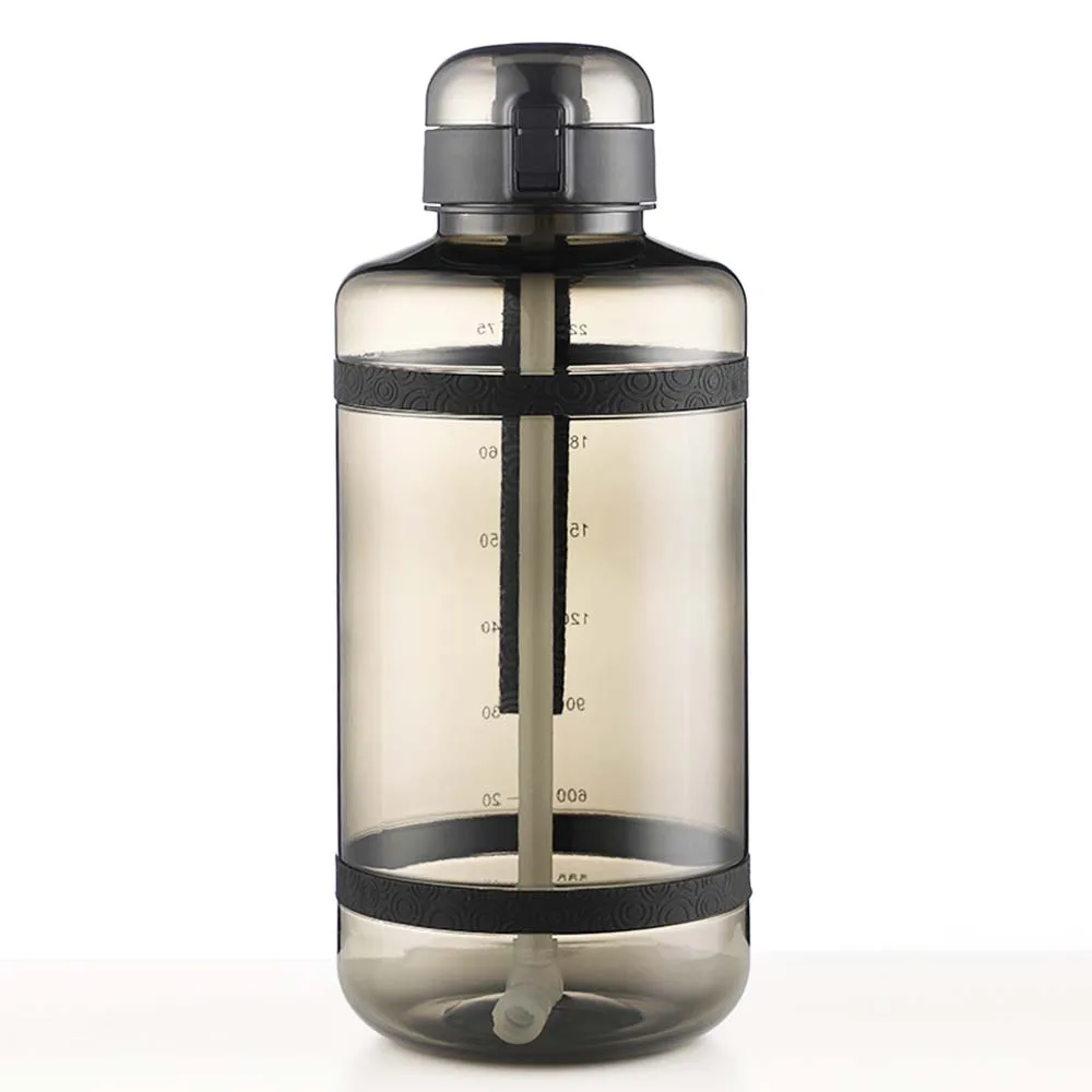 Large capacity water bottle above 1L, with straw time scale and handle, suitable for outdoor sports and fitness