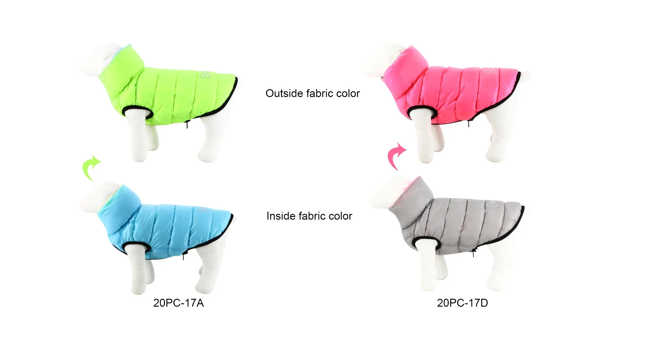 Custom Support Dog Puffy Jacket Reversible Pet Apparel Waterproof Down Cat Winter Costume Designed Dog Clothes