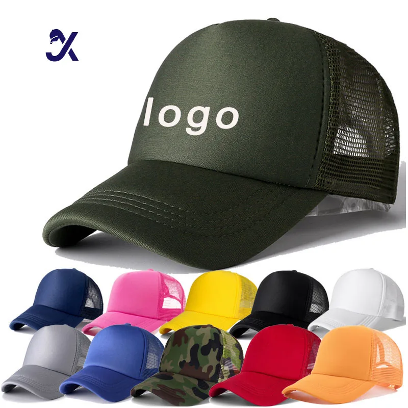 JX Unisex Hats Trucker Mesh Caps 6 Panel Cheap Sports Oem Hip Hop Log Material Custom Gorras Hat Caps