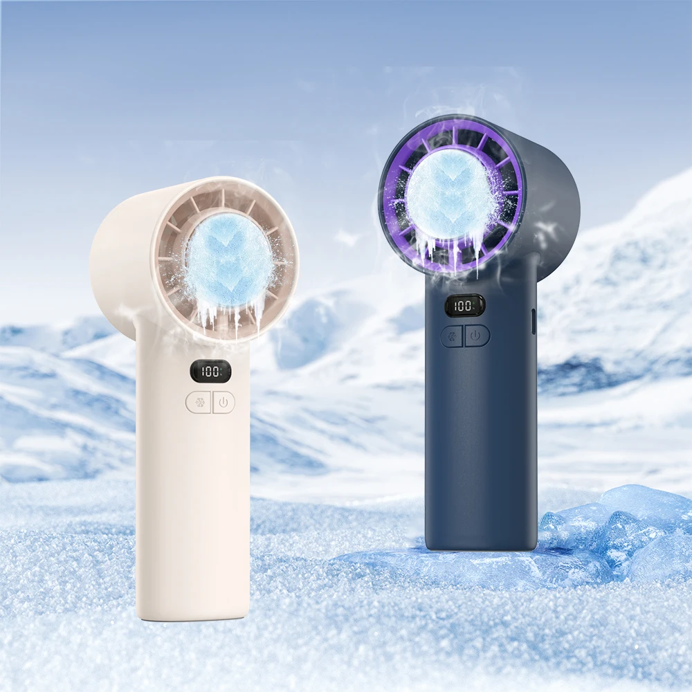 Strong Wind High Speed Ice Compress Hand held Mini Fan 4000mAh Cooling Turbo Usb Rechargeable Handy Small Portable Handheld Fan