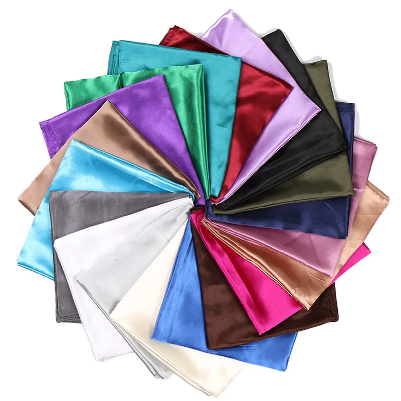90cm*90cm Wholesale Wrap Satin Scarf For Hair Women Solid Color Plain Head Square Satin Silk Scarf
