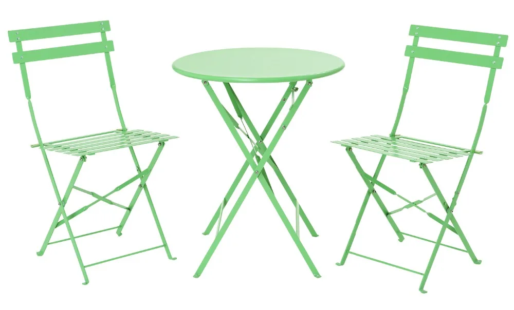 Folding steel outdoor garden table and chairs set