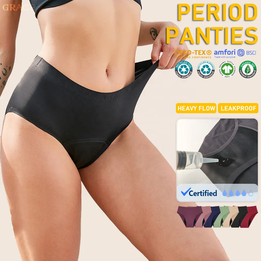 4 Layers High Waist Seamless Bonded No Show Braga Menstrual Reusable Leakproof Physiological Underwear Menstrual Period Panties