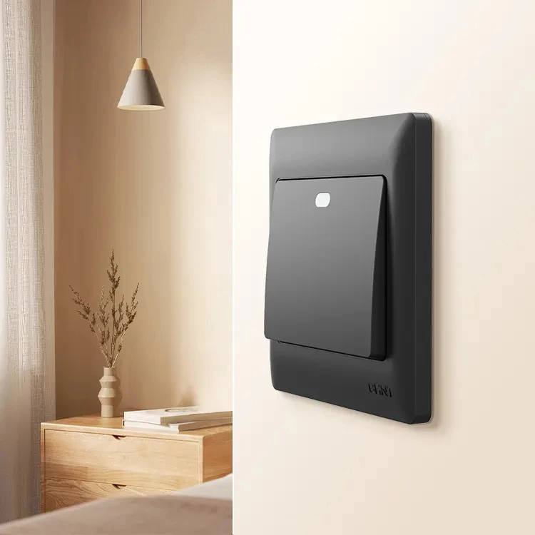 CHINT Modern Black Color Luxury 1 Gang 1 Way Electric Wall Switches And Sockets For Home Use