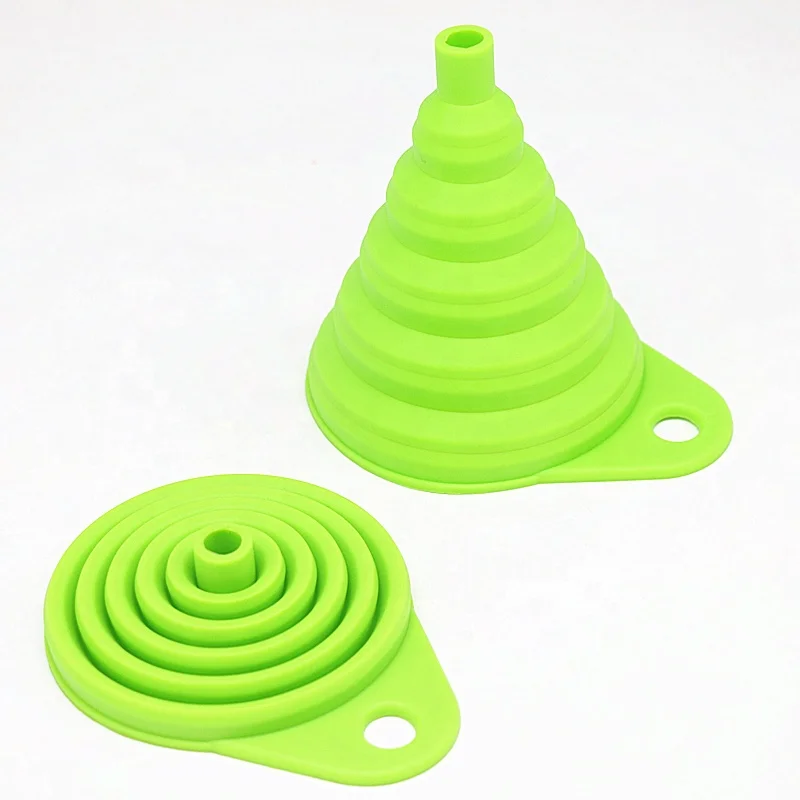 Foldable food grade silicone collapsible funnel for wide mouth regular canning jars liquid solid bean