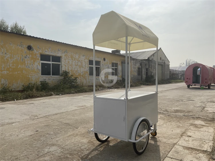 CE cert Outdoor Sale Candy Cart Mobile Kitchen Mini Food Trailer Juice Milk Hot Dog Trolley Ice Cream Push Cart Bike