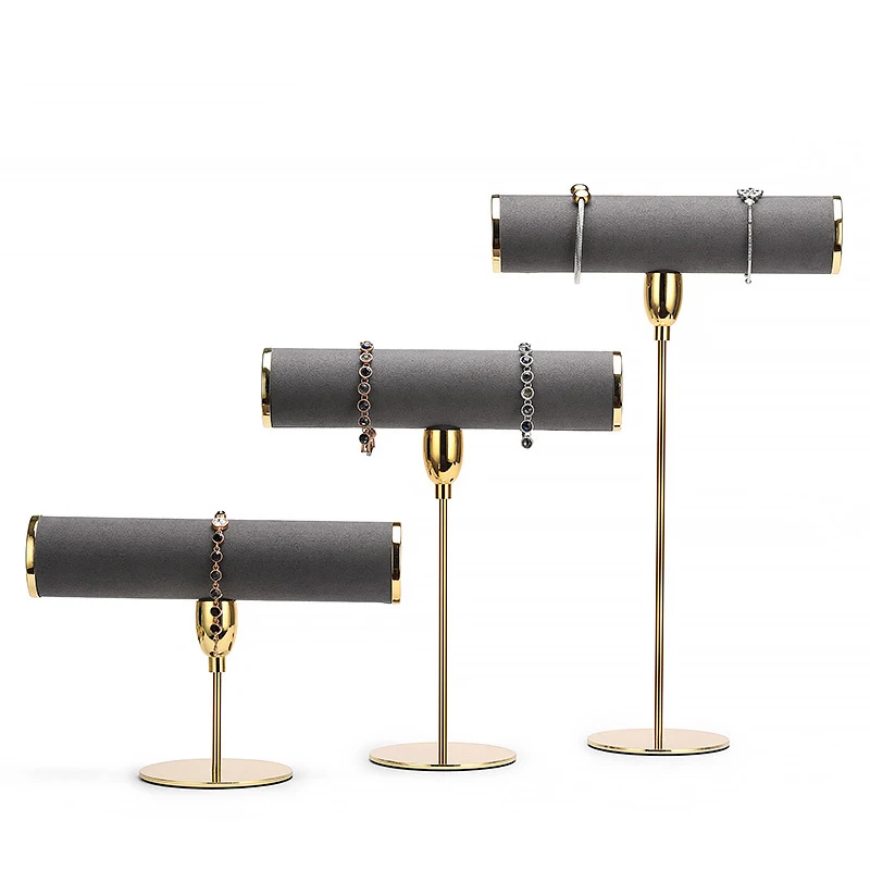 Wholesale Suede Jewelry Bracelet Watch Storage Showcase Rack Jewellery Display Stand Props Case For Shop Store Counter Tabletop
