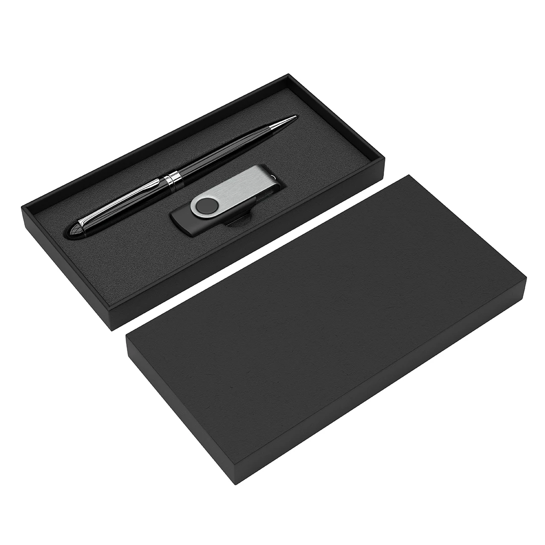 Custom Logo Luxury Lid and Base Box Pen Packaging Gift Box With USB Flash Disk